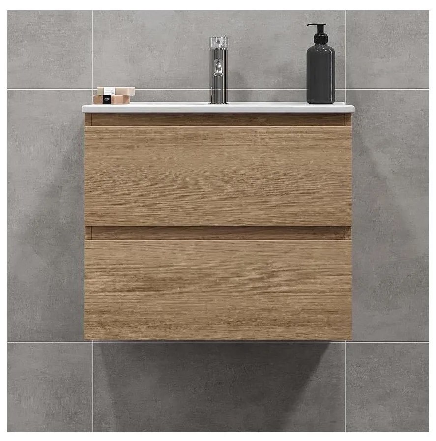Шкаф за баня с мивка KENWOOD 61 см, дъб