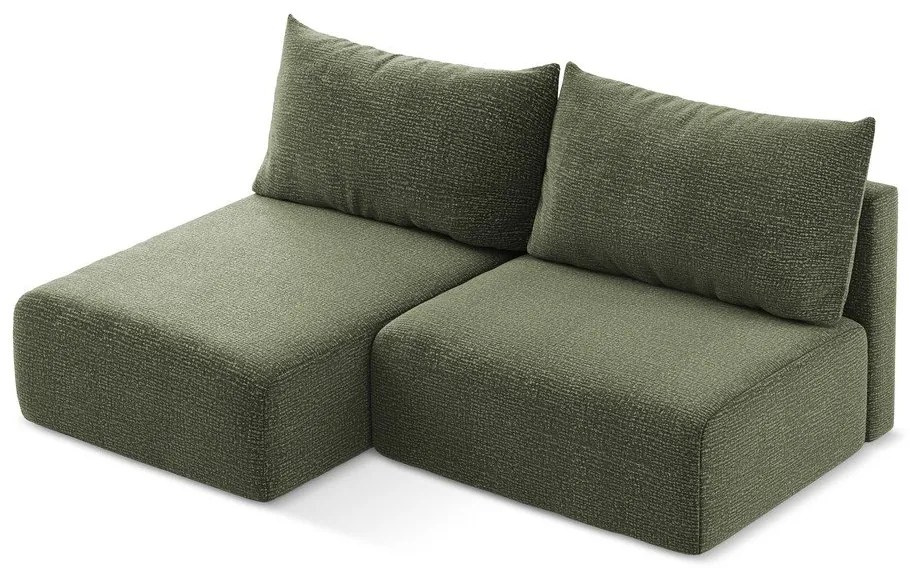 Зелен разтегателен ъглов диван с място за съхранение (ляв ъгъл) Kalena – Makamii