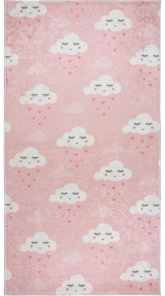 Светлорозов детски килим подходящ за пране 160x230 cm Pink Clouds – Vitaus