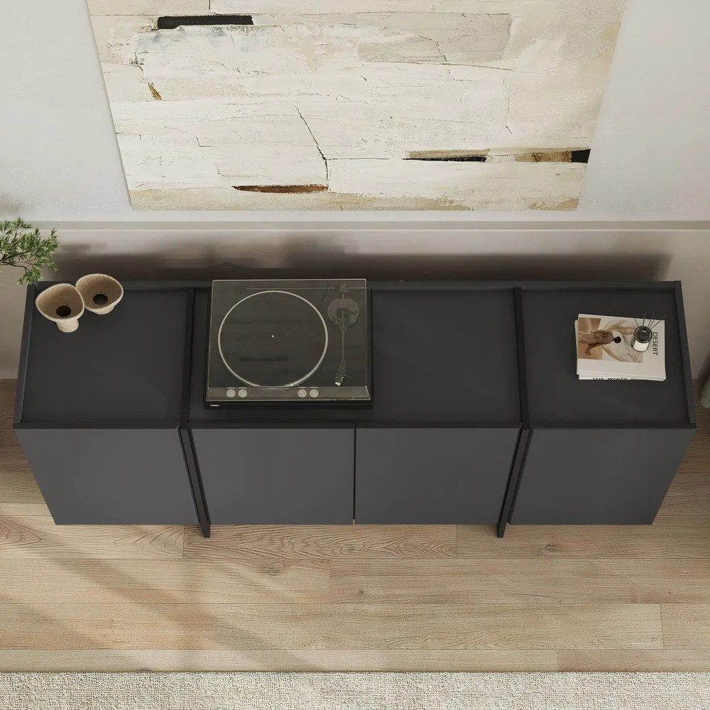 Антрацитен скрин с отвор за кабели 180x80x45 cm Dorma – Kalune Design