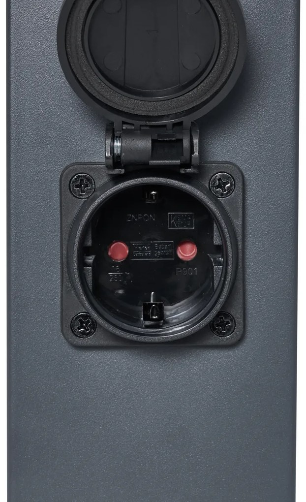 Външна лампа тъмно сива с димно стъкло 45 см IP44 с контакт и сензор за движение - Malios