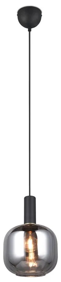 Черно висящо осветително тяло със стъклен абажур ø 20 cm Diva – Trio