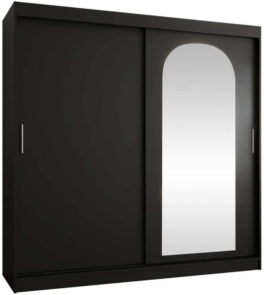 Гардероб Selfie 200 плъзгащ-Черно-Дължина: 200 см