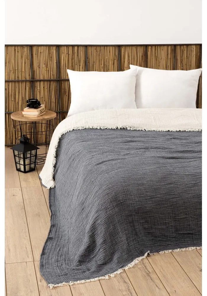 Тъмносива муселинова покривка за двойно легло 230x250 cm - Mijolnir