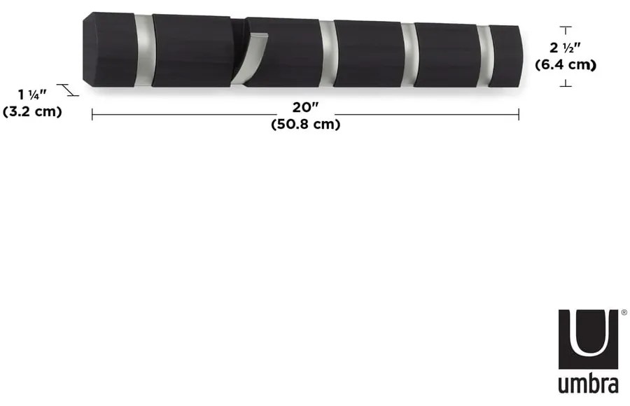 Сива стенна закачалка от тополово дърво Flip - Umbra