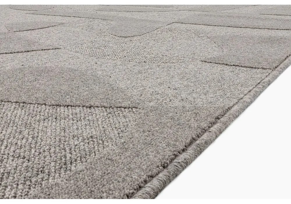 Сив вълнен килим 133x190 cm Morphic Botanica – Agnella