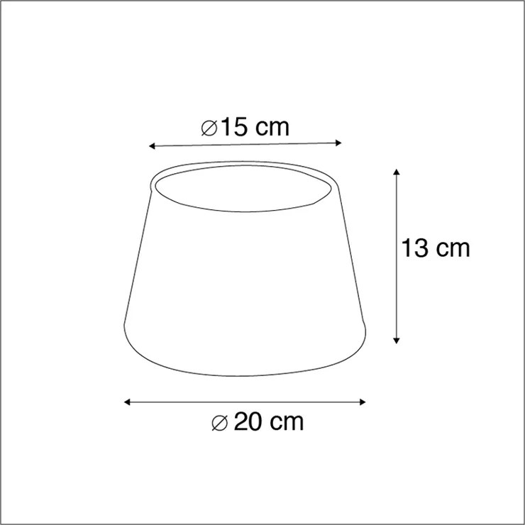 Абажур от памук черен 20/15/13 със златен интериор