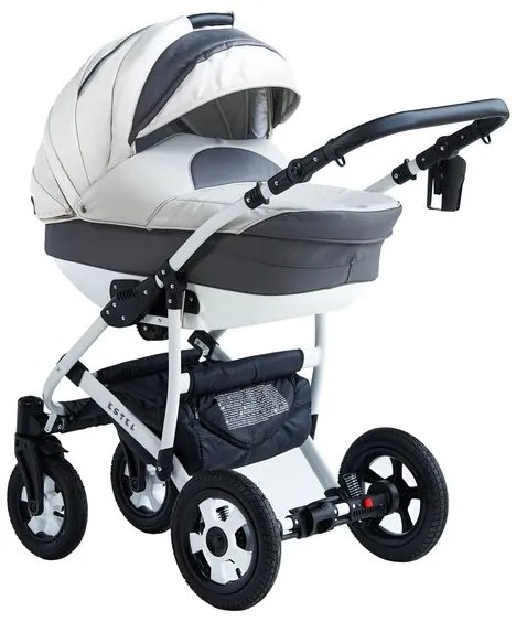Комбинирана бебешка количка Estel 2в1 DIZAIN BABY - сива кожа