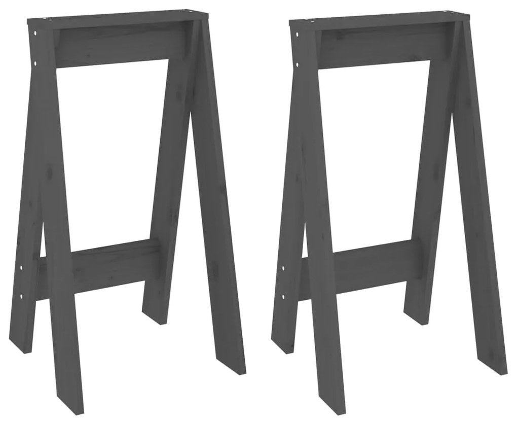 823671 vidaXL Табуретки, 2 бр, сиви, 40x40x75 см, борово дърво масив