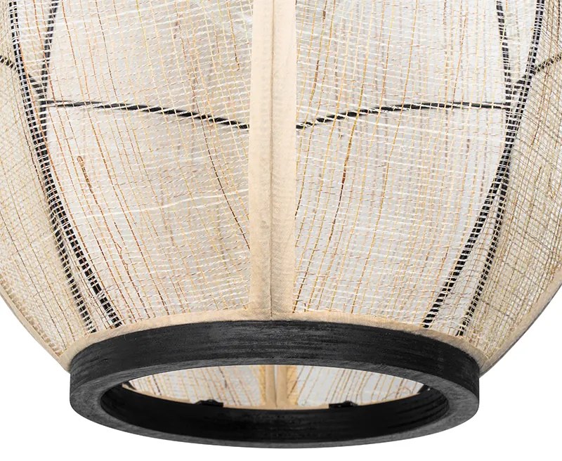 Ориенталска висяща лампа кафяв плат 35 см - Rob