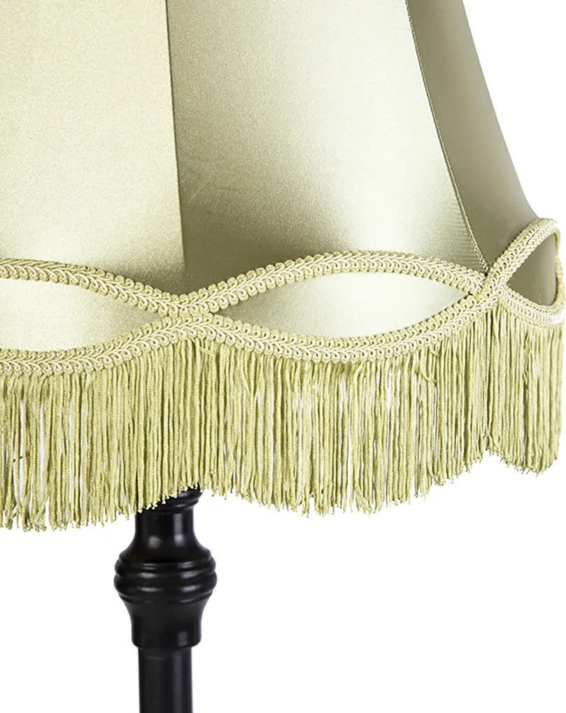 Интелигентна подова лампа черна с абажур Granny зелен с Wifi A60 - Classico