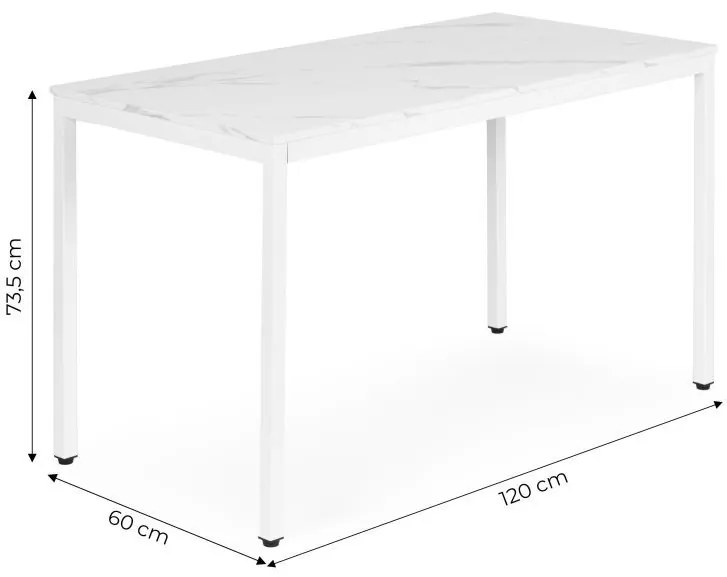 Кухненска маса от бял мрамор 120 x 60 cm - универсална маса за 4-5 души