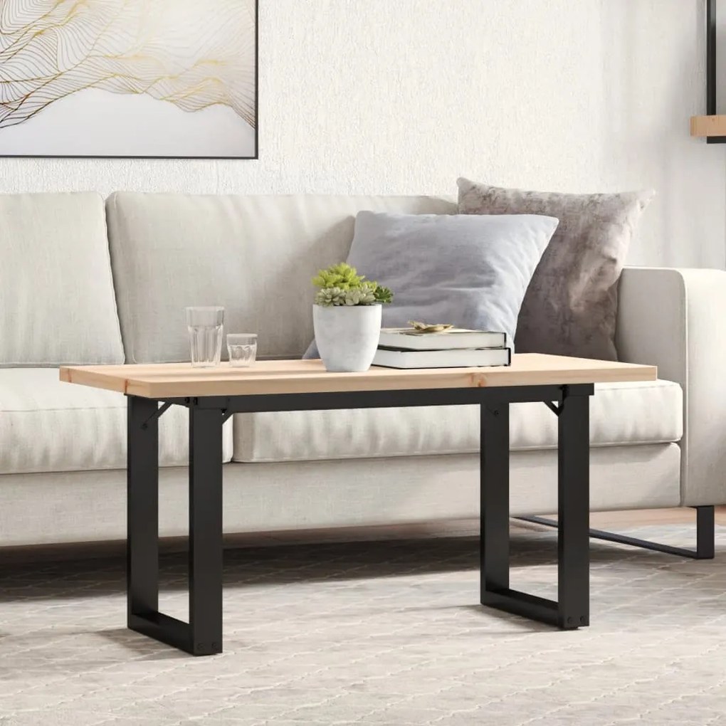 3282730 vidaXL Кафе маса О-образна рамка 90x40x45,5 см бор масив и стомана