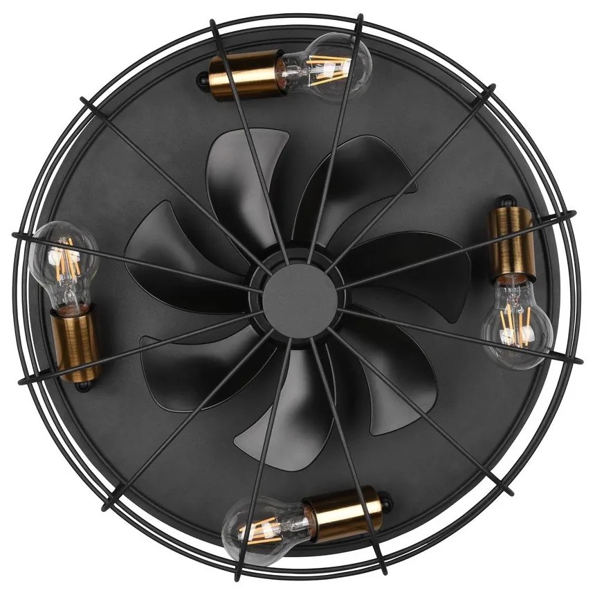 Матово черно осветително тяло за таван с дистанционно управление/с вентилатор Trondheim – Trio