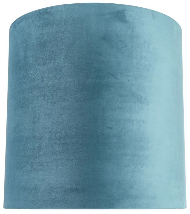 Кадифен абажур син 40/40/40 със златист интериор