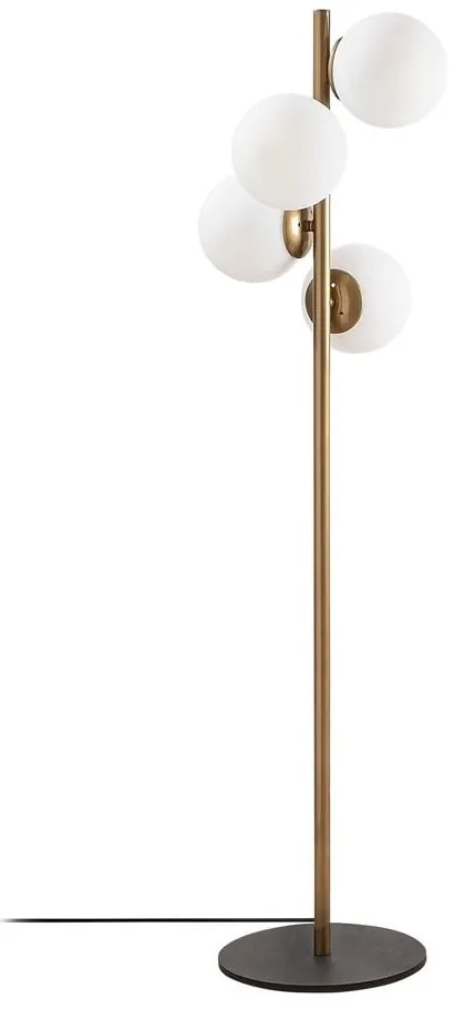 Черна и златисто подова лампа със стъклен абажур (височина 130 cm) Faze – Opviq lights