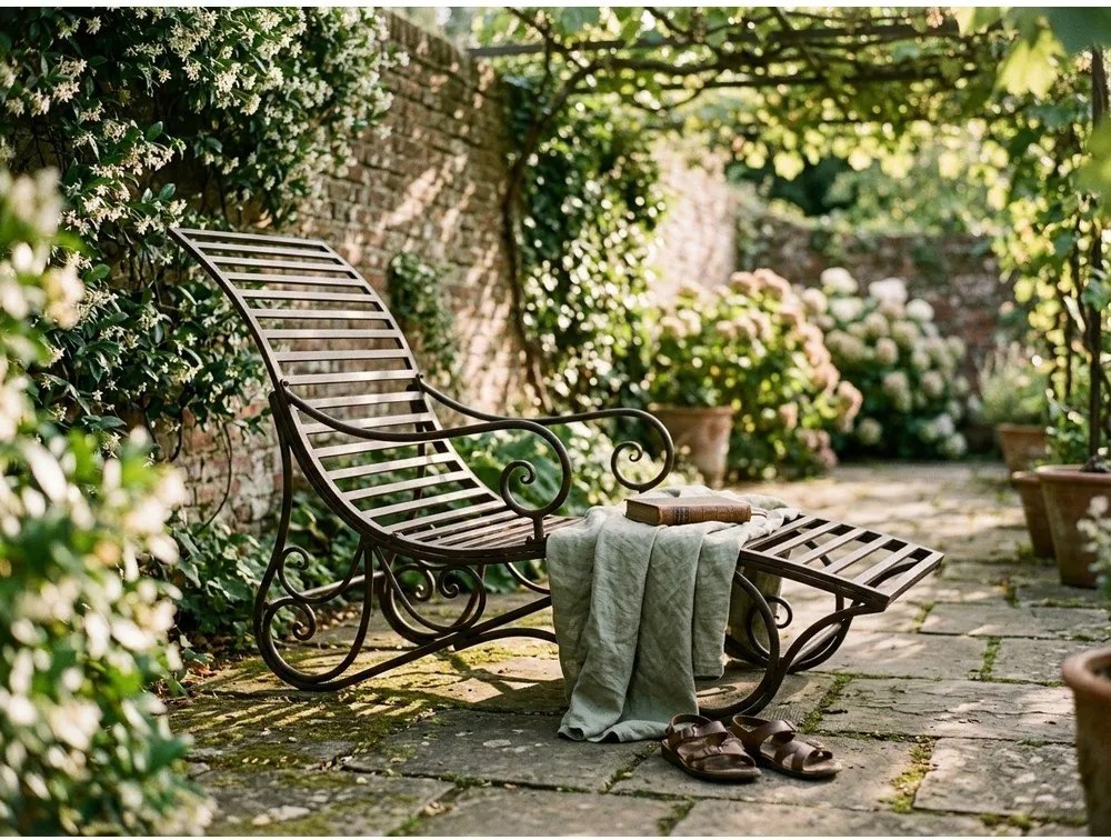 Тъмнокафяв градински шезлонг метален Kuwa – Garden Pleasure