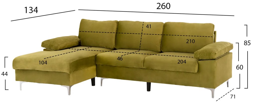 Диван Емилия ляв ъгъл HM3236.03L цвят маслина
