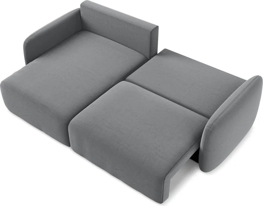 Сив кадифен сгъваем/с място за съхранение ъглов диван (ляв ъгъл) Kalena – Makamii