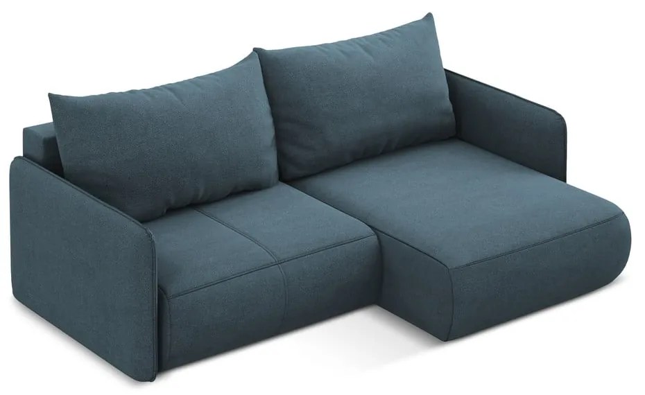 Син разтегателен ъглов диван с място за съхранение (десен ъгъл) Nanea – Makamii