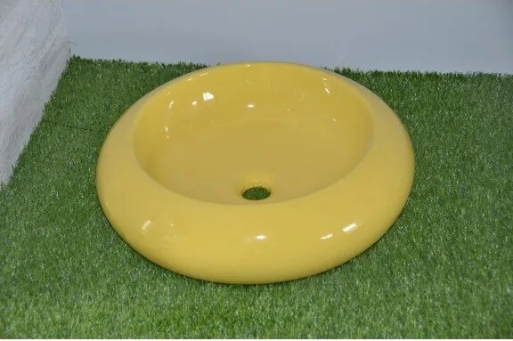 Мивка за баня ICB 010 Y, монтаж върху плот, порцелан, жълт, 50x50x13см