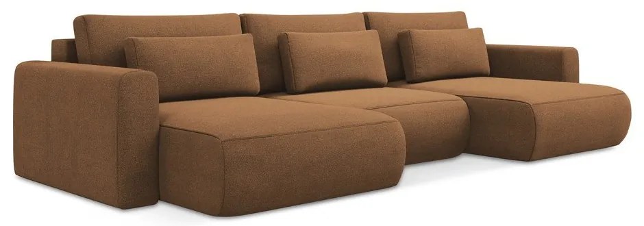 Теракотен разтегателен ъглов диван с място за съхранение (U форма) Kapua – Makamii