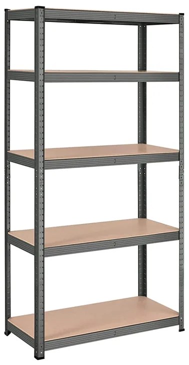 Сива библиотека с 5 рафта 180 x 90 x 40 см