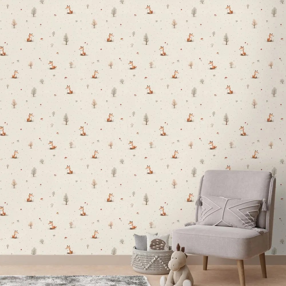 Самозалепващ тапет – Горски лисици и дървета