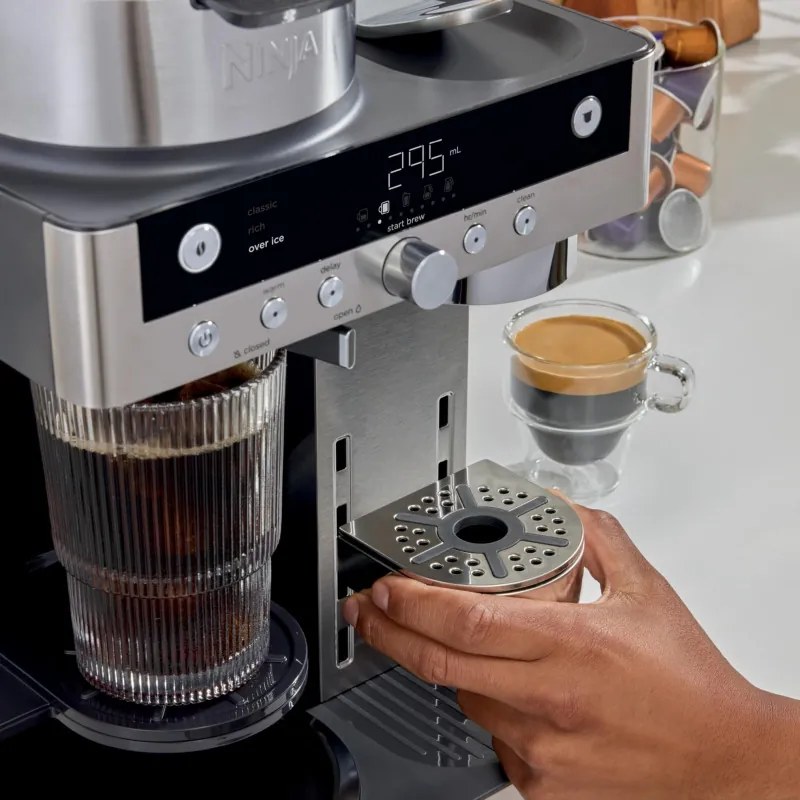 Еспресо машина Ninja Prestige CFN802EU, 1650W, 19 bar, 1.8 л, 10 размера, 3 режима, DualBrew, Nespresso, Инокс