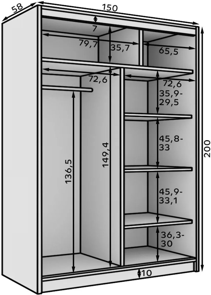 Гардероб Houston 150 плъзгащ се-Мауро-Leuko