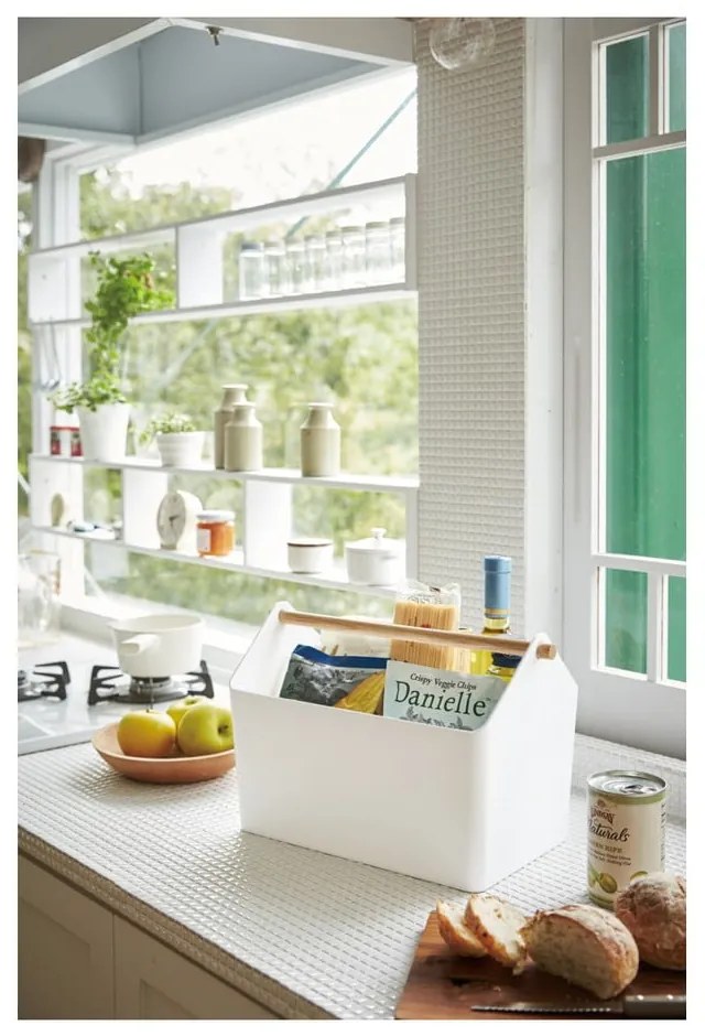 Бяла/в естествен цвят пластмасова кутия за съхранение 21x37x24 cm Favori – YAMAZAKI