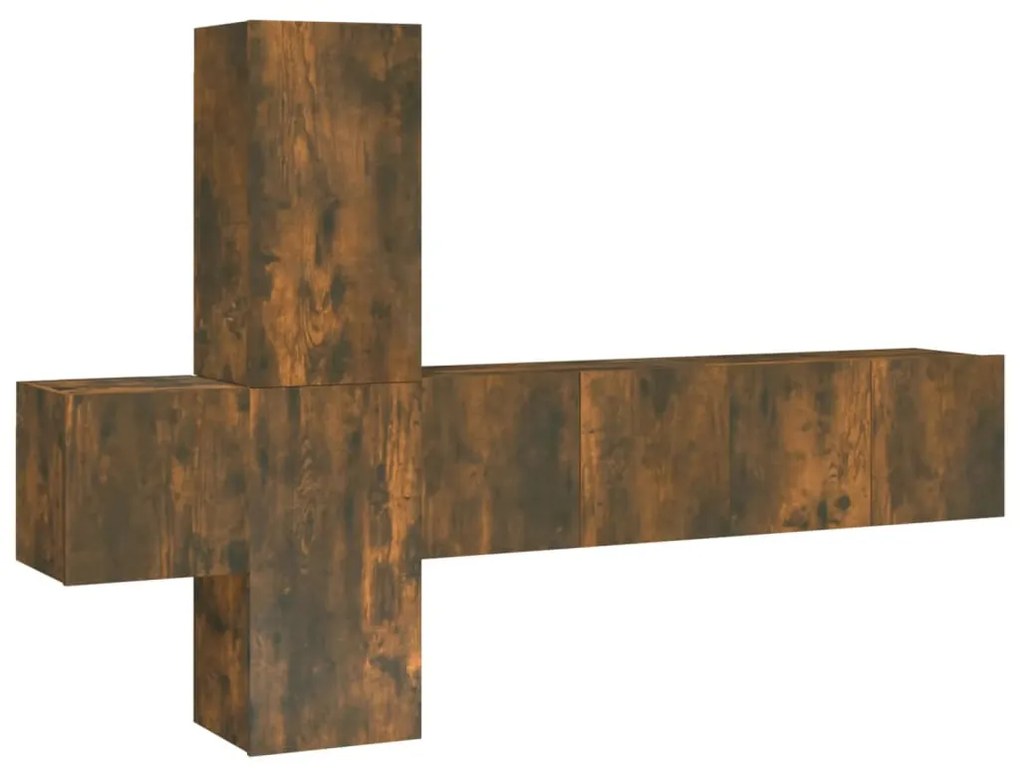 3120221 vidaXL Комплект ТВ шкафове от 5 части, опушен дъб, инженерно дърво