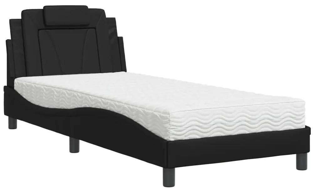 3208754 vidaXL Легло с матрак, черно, 80x200 см, изкуствена кожа