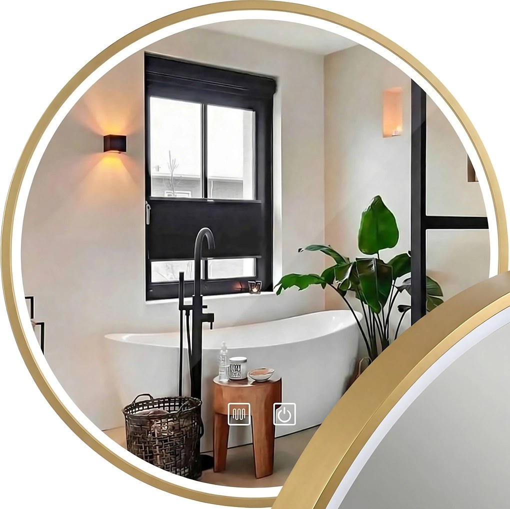 Огледало LED 90cm MMJ BRUSH GOLD