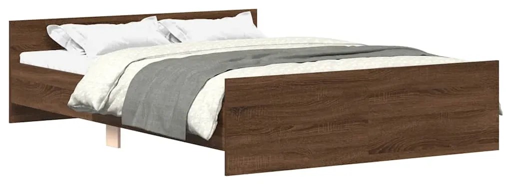 3203795 vidaXL Рамка за легло с горна и долна табла, кафяв дъб, 135x190 см
