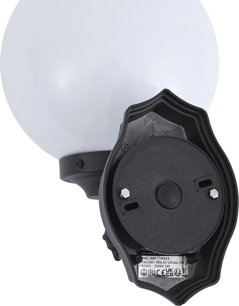 Класическа външна стенна лампа черна с опалово стъкло IP44 - Champs