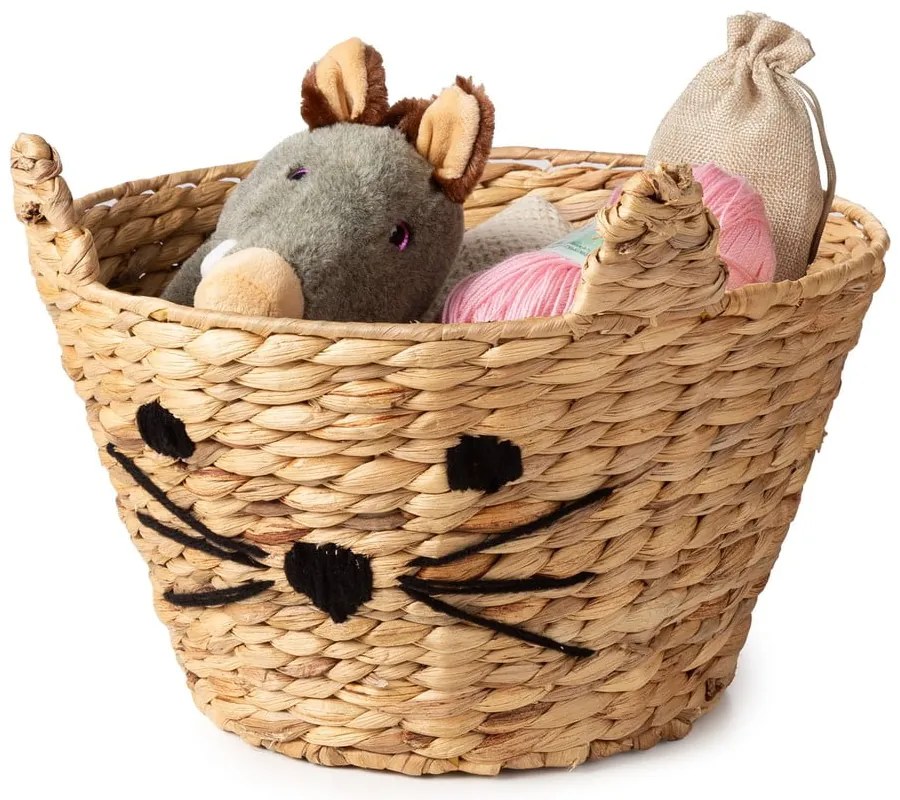 Детска кошница за играчки от воден зюмбюл естествена ø 35x26 cm Cat – Compactor