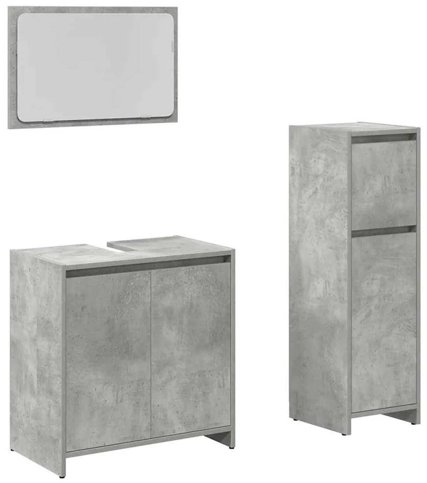 3324852 vidaXL Комплект мебели за баня от 3 части бетонно сив инженерно дърво