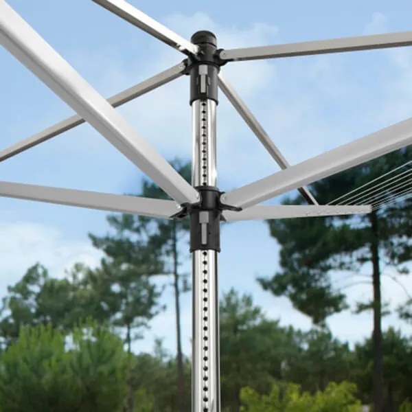 Външен простор Brabantia Lift-O-Matic 90300266, 40 м, Регулируема височина, Метален шиш за вкопаване, Калъф, Торба с щипки, Резистентен на корозия, Инокс