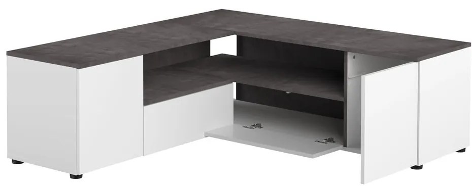 Сиво-бяла маса за телевизор от бетон 130x46 cm Angle - TemaHome