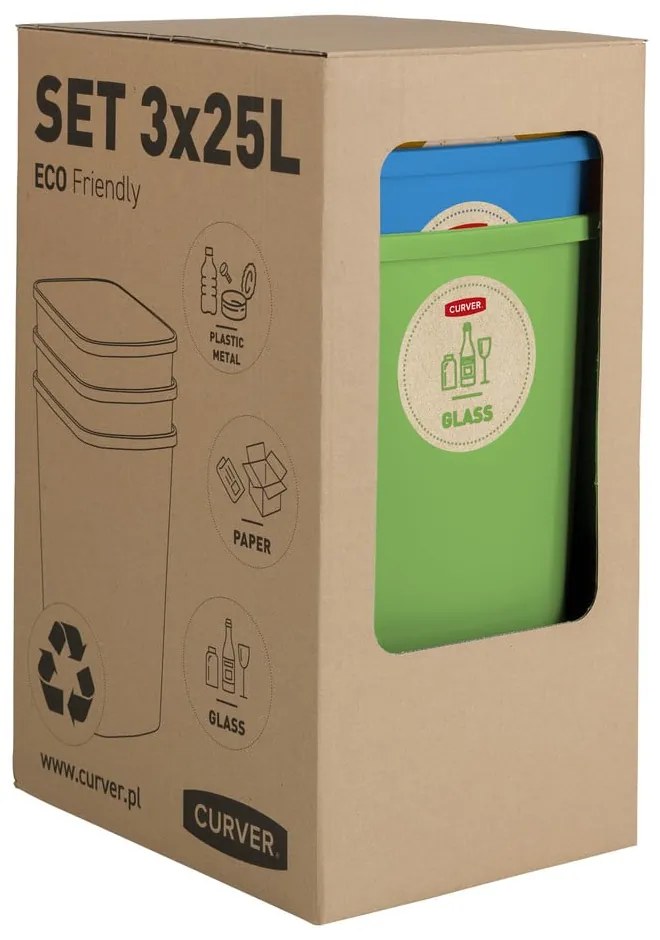 Комплект от 3 контейнера за отпадъци ECO, 25 л Eco - Curver