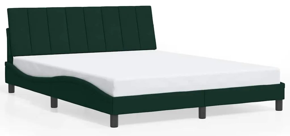 3207858 vidaXL Рамка за легло без матрак Hanko, тъмнозелена, 160x200 см, кадифе