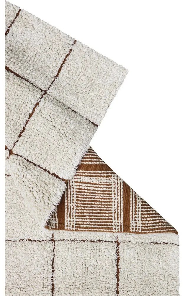 Кремав ръчно изработен памучен килим подходящ за пране 120x160 cm Mosaic – Lorena Canals