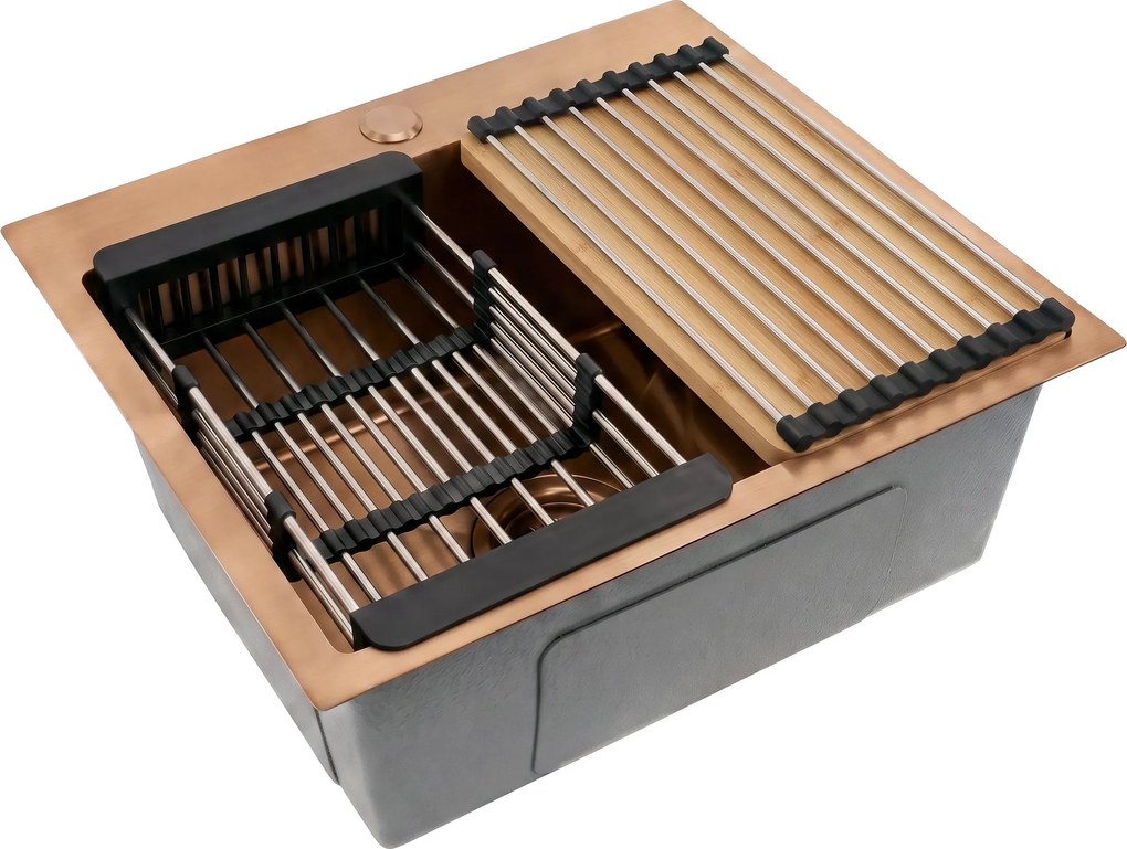 Стоманена мивка с комплект аксесоари 3 бр. REA Leo 50 Brush Copper