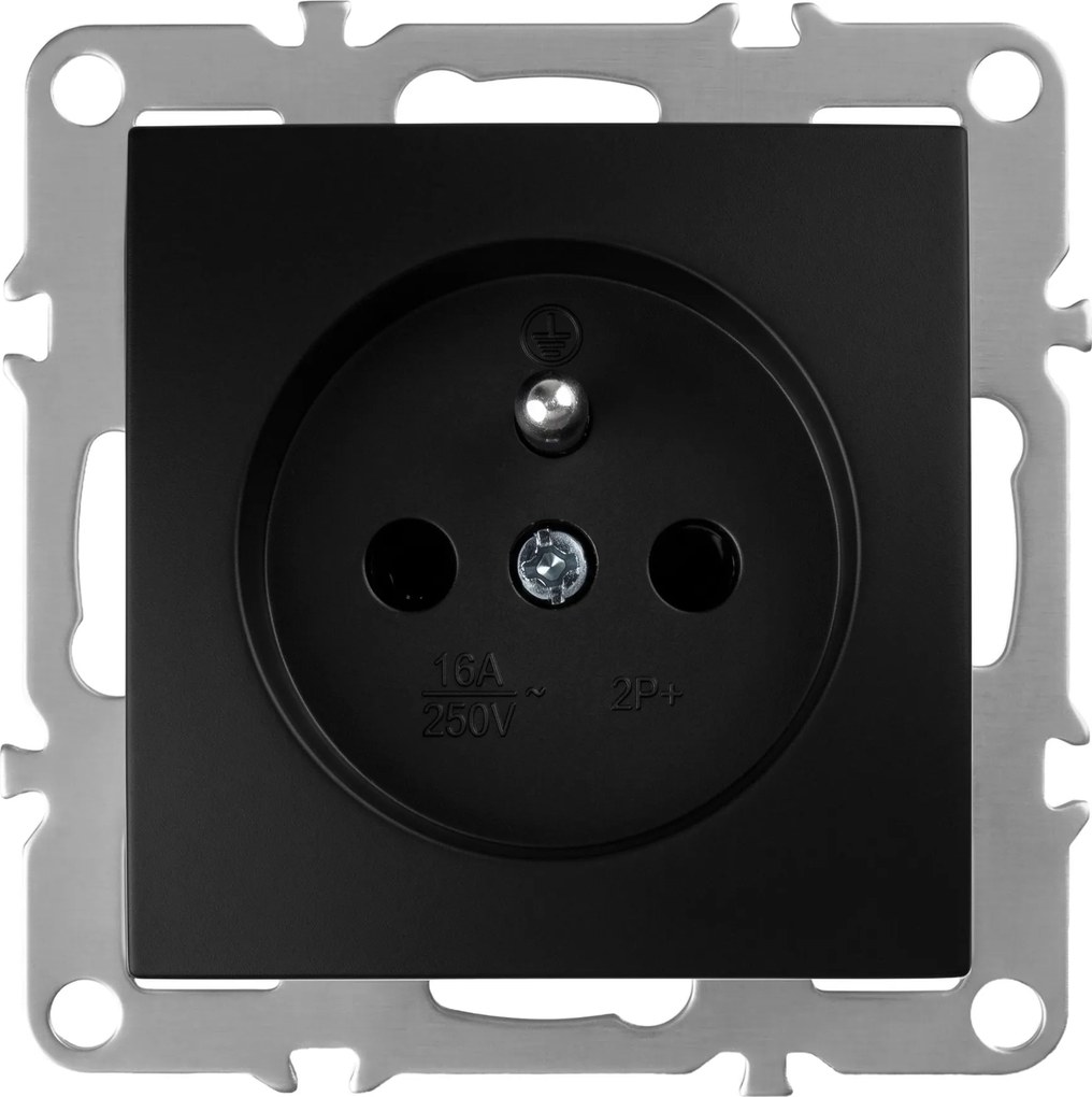 Единичен контакт със заземяване OSTE JNH001-G Black