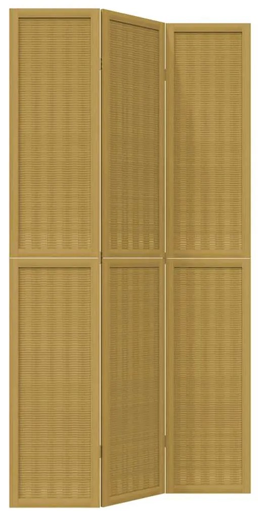 358816 vidaXL Разделител за стая, 3 панела, кафяв, дърво пауловния масив