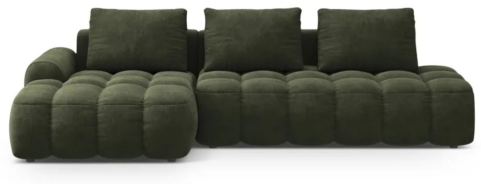 Зелен кадифен сгъваем/с място за съхранение ъглов диван (ляв ъгъл) Linz – Cosmopolitan Design