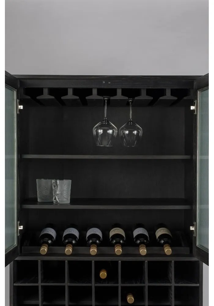 Черна дъбова стойка за вино за 20 бутилки, 89x181 cm Travis - Zuiver