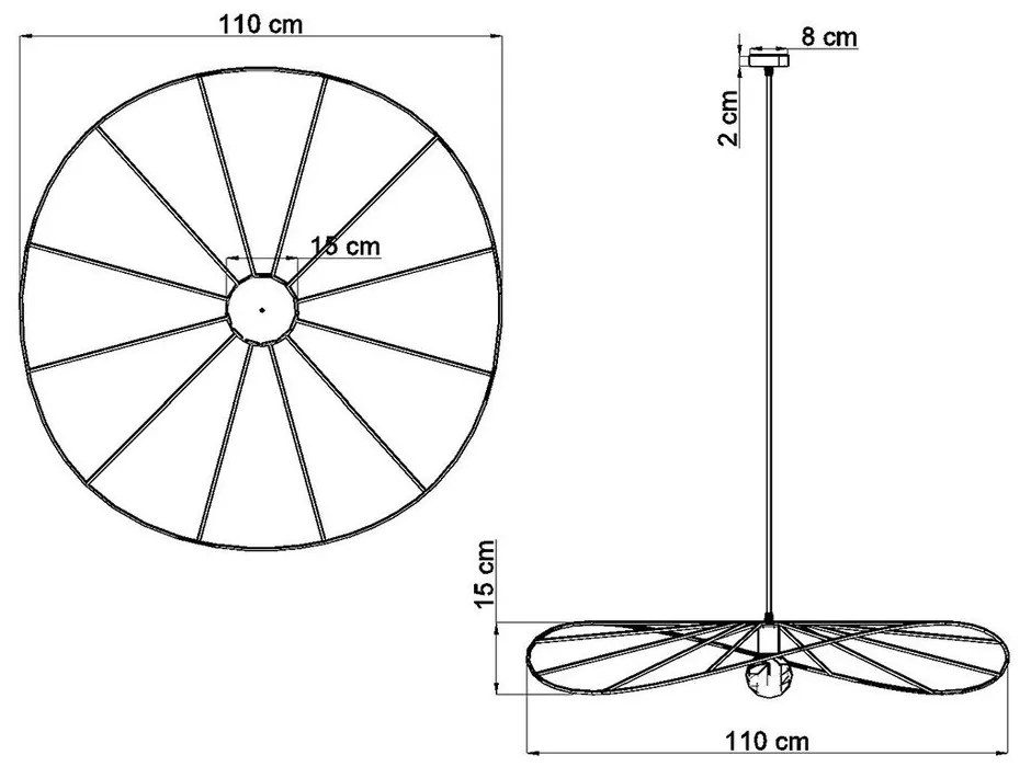 Черно висящо осветително тяло ø 110 cm Elliot - Sollux