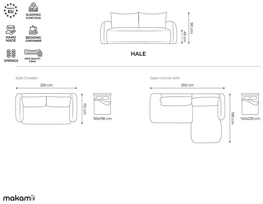 Тъмнозелен сгъваем ъглов диван (десен ъгъл) Hale – Makamii
